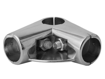 UNO6 Соединитель угловой c одним полкодержателем  для 3-х труб  25мм, хром, CMF