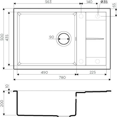 Мойка Sumi 78-LB-WH, Tetogranit/белый