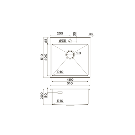 Мойка Akisame 51-GB, нержавеющая сталь, графит
