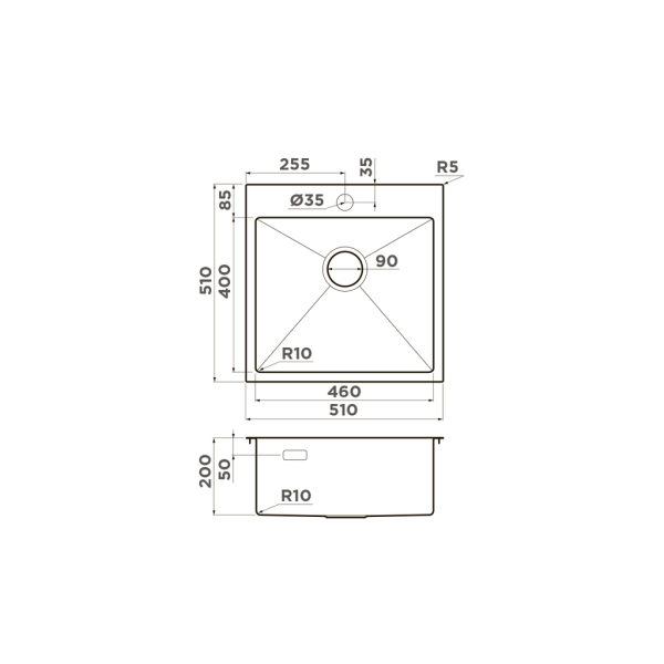 Мойка Akisame 51-GB, нержавеющая сталь, графит