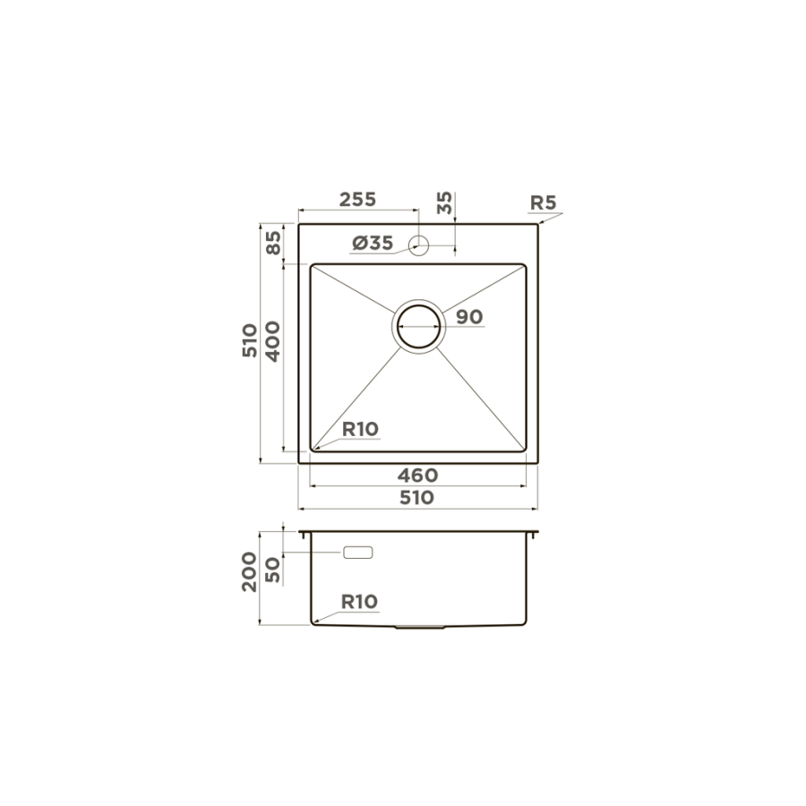 Мойка Akisame 51-GB, нержавеющая сталь, графит