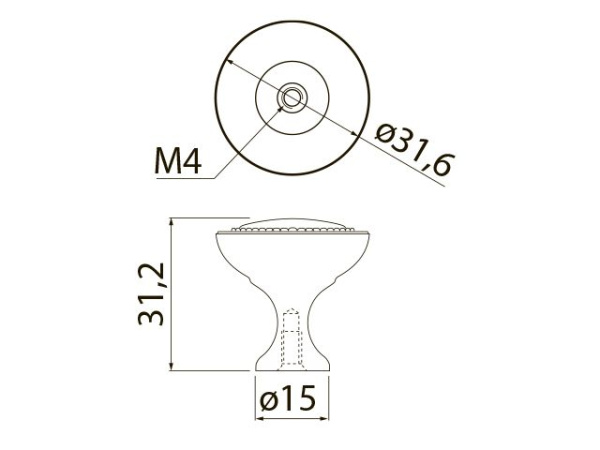 Ручка-кнопка, IMPERIA, d=32мм, металл, шлифованный сатин, GTV