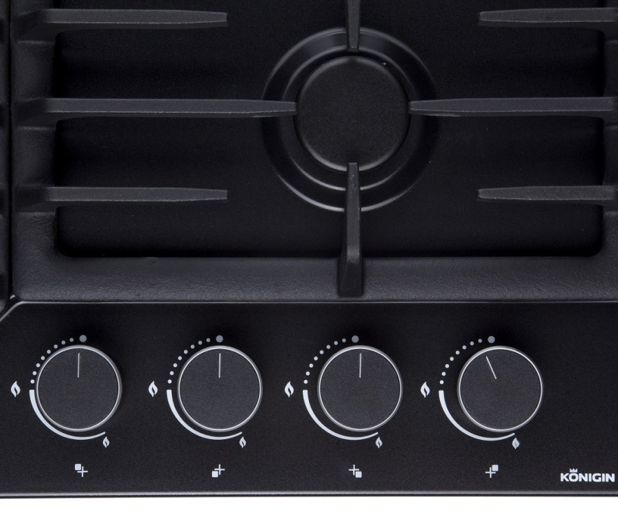 Варочная панель газовая Blaze 604 BMW, 60 см, черная матовая эмаль, Konigin
