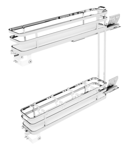 Корзина 150мм, 2 яруса, 110х450х520мм, дно ЛДСП, боковое левое, с доводчиком, Sige