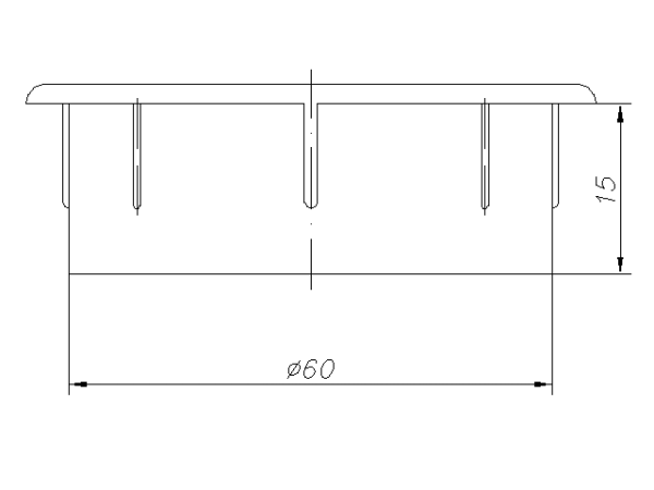 Заглушка для кабель-канала, Ø60мм, h=15мм, антрацит