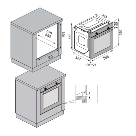 Духовой шкаф Konigin Barberry 60 BKF E9, 60см, черное стекло