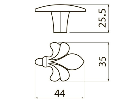 Ручка-кнопка, ROYAL3, 44х35х26мм, металл, белый/золото, GTV