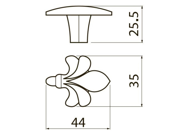 Ручка-кнопка, ROYAL3, 44х35х26мм, металл, белый/золото, GTV