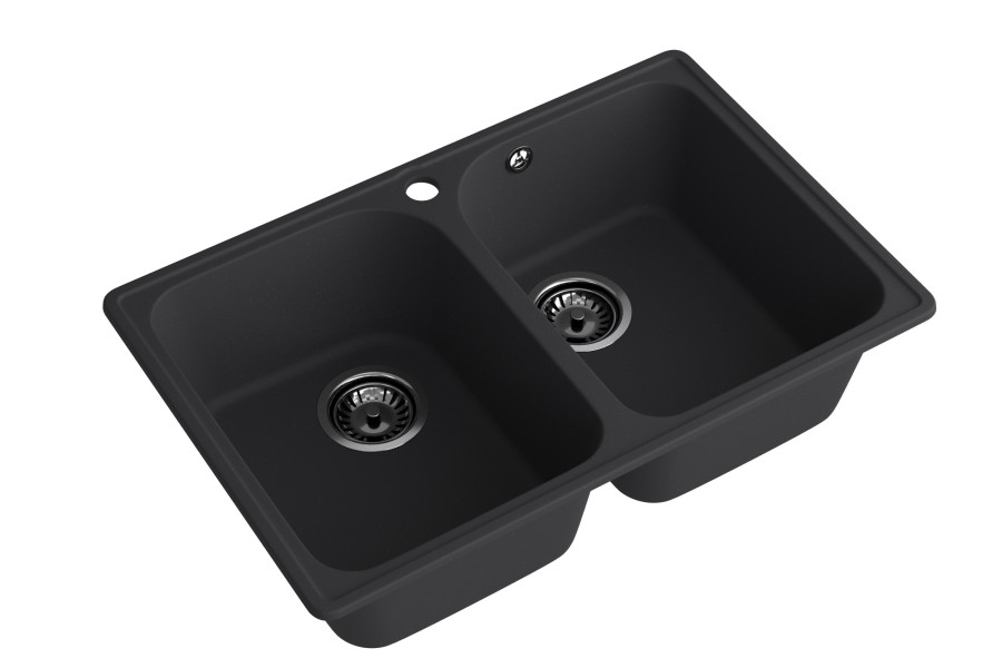 Мойка ЭкоМ 7448-2, 740х480мм, кварц, черный (без сифона)