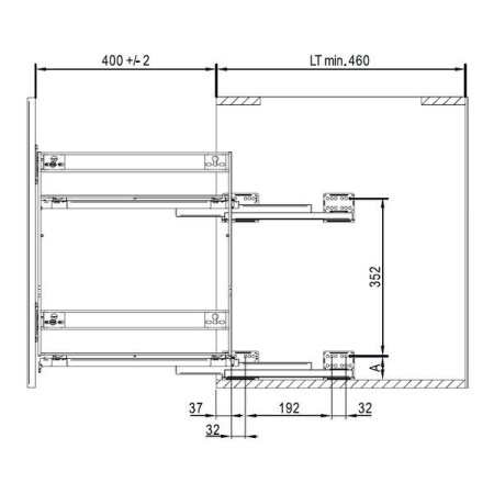 Корзина 150мм, 2 яруса, 109x464x534мм, боковое левое, без направляющих, графит, Cargo, Reis