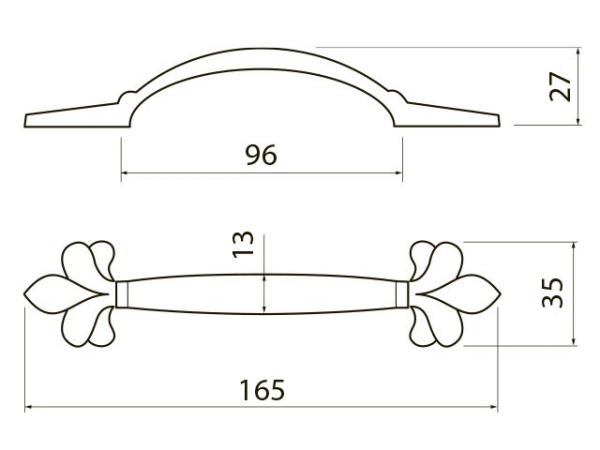Ручка-скоба, ROYAL3, 96мм, металл, белый/золото