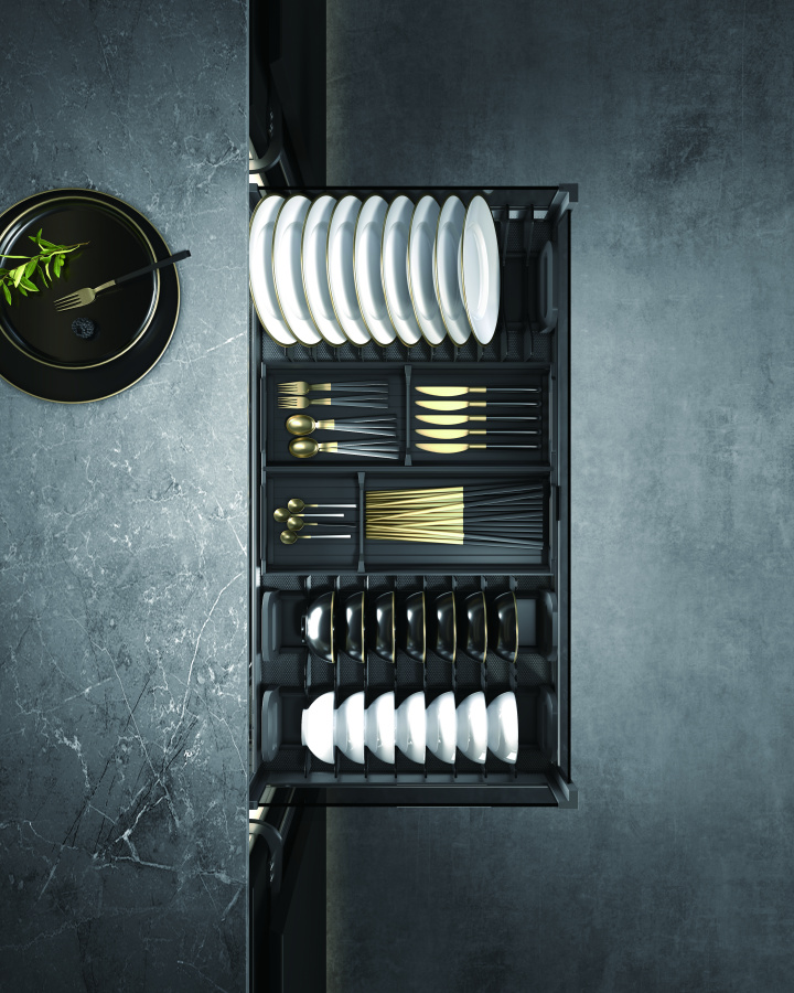 Сушка в нижний шкаф 600мм, 564x472x169мм, полн. выдв, с доводчиком, под распаш. фасад, антрацит, JET