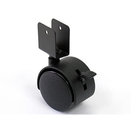 Опора колесная со скобой, d=50мм, со стопором, пластик, черный, CMF