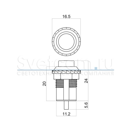 Выключатель врезной мини кнопочный, Ø14,5мм, 12-24В/1,5А, без провода, белый