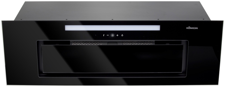 Вытяжка полновстраиваемая Navi Glass, 90см, б/угольного фильтра, черный/черное стекло, ПДУ, Konigin