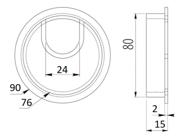 Заглушка для кабель-канала, Ø80мм, металл, алюминий, GTV