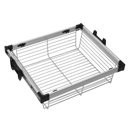 Корзина для белья в шкаф на 600мм, 462х560х180мм, частичное выдвижение, алюминий/черный