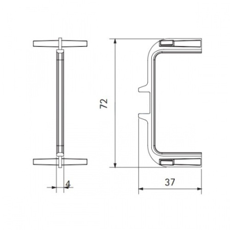 Внешний угол 90*, ПВХ, для профиль-ручки GOLA, для среднего ящика, под алюминий