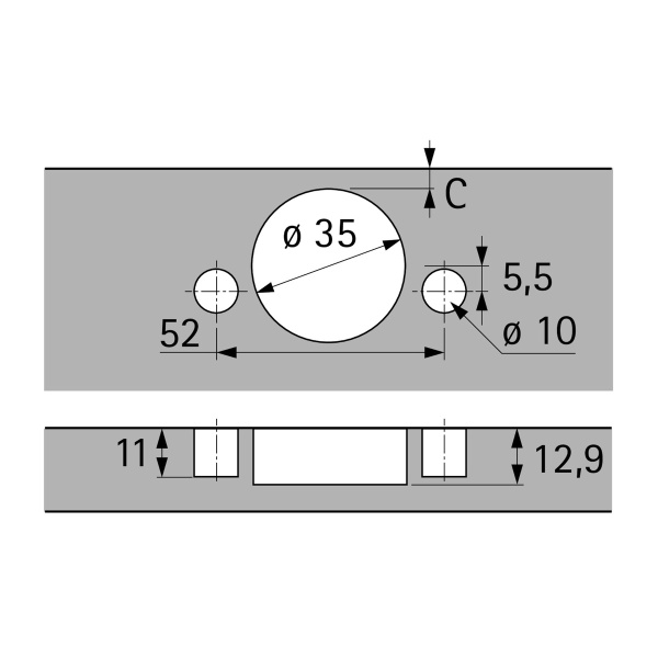 Петля SENSYS 8639i, для фальшпанели внутренняя, +90/95*, с доводчиком, без планки, под запрессовку, 53мм