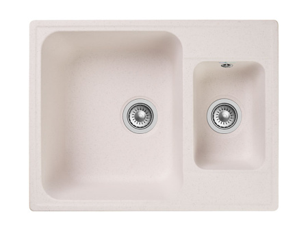 Мойка GranFest QUARZ 09, 617х480 мм, белый (прямоугольная, 1,5 чаши, без сифона)