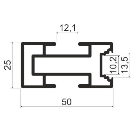 Профиль опорный алюминиевый, L=5500, под рассеиватель, латунь