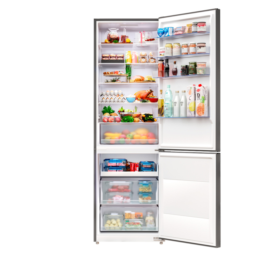 Холодильник отдельностоящий двухкамерный LKB201BLIDMAX, черный/стекло, Lex