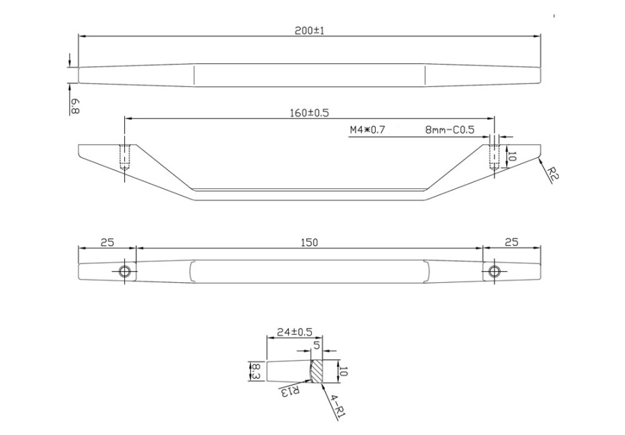 Ручка-скоба, 222, 160мм, металл, браш черный никель