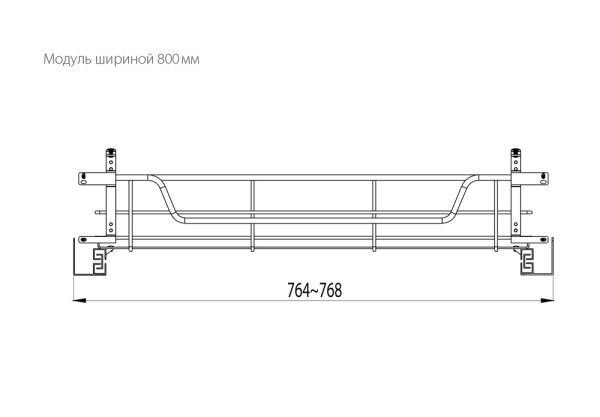 Корзина выкатная 800мм, 764-768х418,5х205мм, с доводчиком, хром, JET