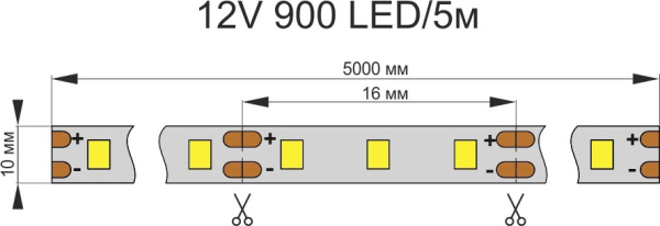 Лента 10х5000мм, SMD 2835, 12В, нейтральный, 14.4 Вт/м, 180 диодов/м, 1 920 Лм/м, IP20, AQ