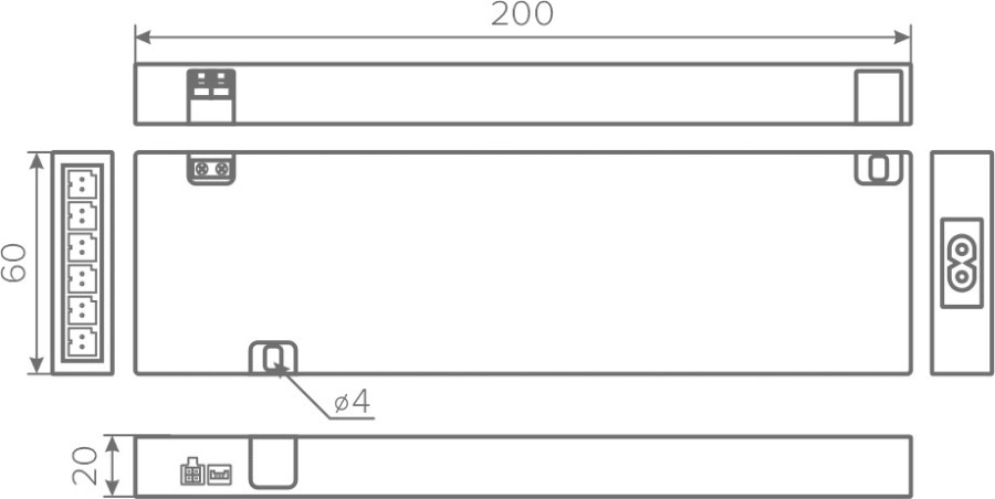Трансформатор 100W/12V, IP20, компактный, шнур 1м/miniAMPх6, пластик, CLIX AQ