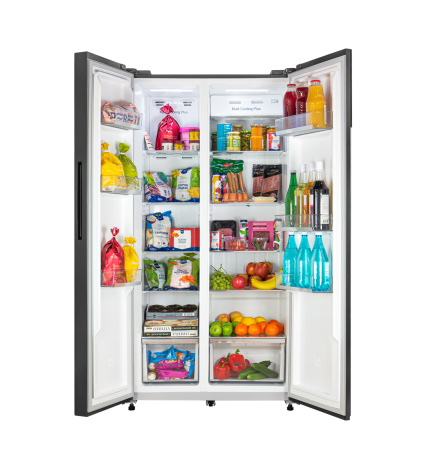 Холодильник отдельностоящий двухкамерный LSB530STGID, стекло/стоун, Lex