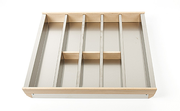 Вкладыш на 600мм для кухонных принадлежностей, металл/дерево, нерж. сталь/бук, Cassetto 