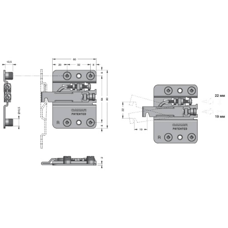 Навес регулируемый Camar, врезной, левый