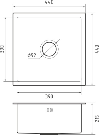 Мойка GranFest METAL 4444, 440х440 мм, нерж. сталь PVD, графит
