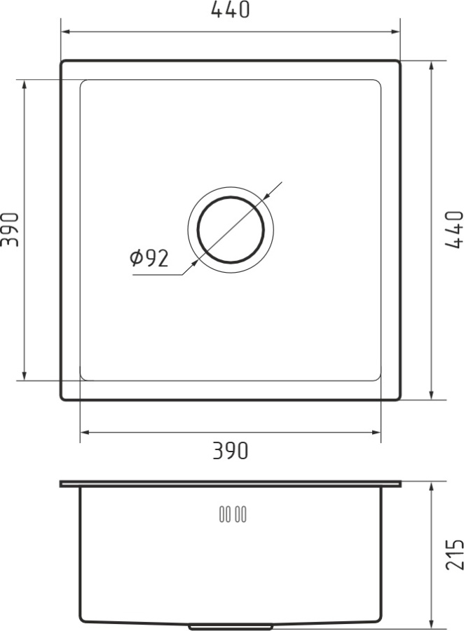 Мойка GranFest METAL 4444, 440х440 мм, нерж. сталь PVD, графит