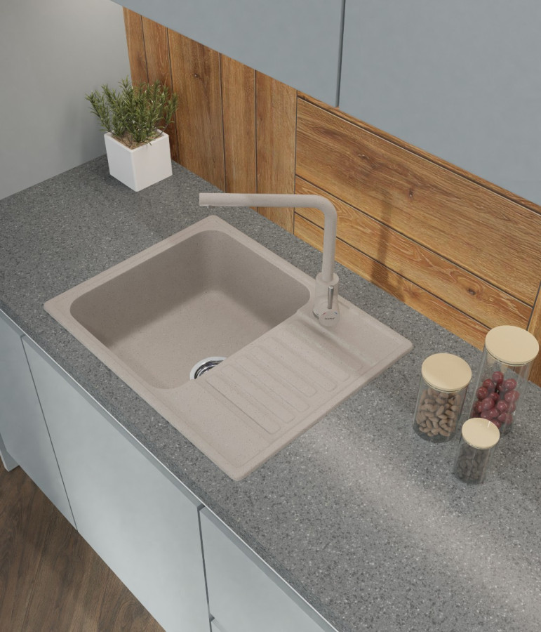 Мойка ЭкоМ 6248, 620х480мм, кварц, песочный (без сифона)