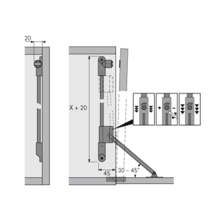 Кронштейн барный, Klassik D/290, с магнитной защелкой, h=290-340мм, правый