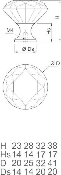 Ручка-кнопка с кристаллом, GZ-CRPB30-01, d=30мм, металл/закал. стекло, хром, GTV