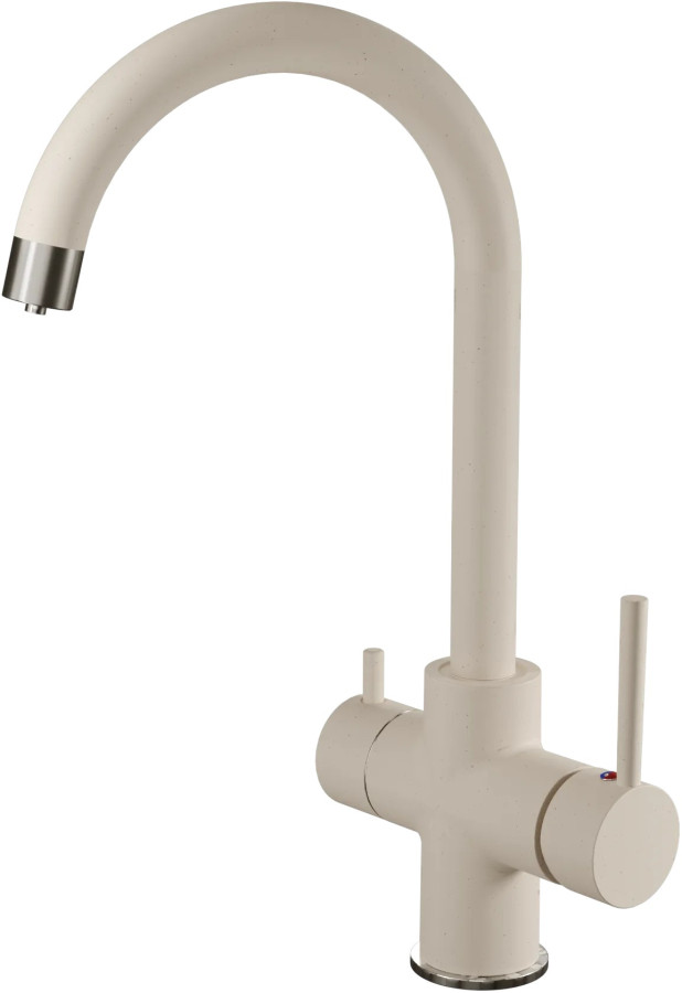 Смеситель GranFest Quarz Z-5422, с краном питьевой воды, белый