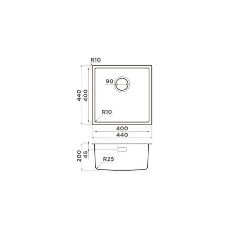 Мойка Tadzava 44-U/I ULTRA-IN, нержавеющая сталь, нержавеющая сталь