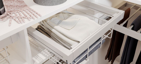 Корзина для белья в шкаф на 800мм, 490х730х210мм, полное выдвижение, белая