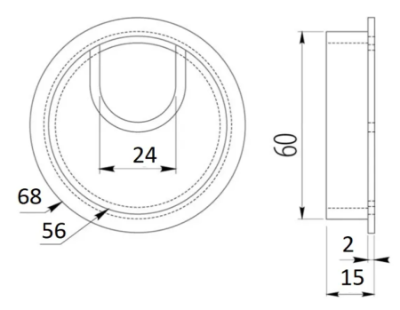 Заглушка для кабель-канала, Ø60мм, металл, инокс, GTV