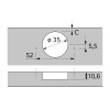 Петля INTERMAT 9936, для фальшпанели накладная, 180°/95°, чашка TH42, d=35мм