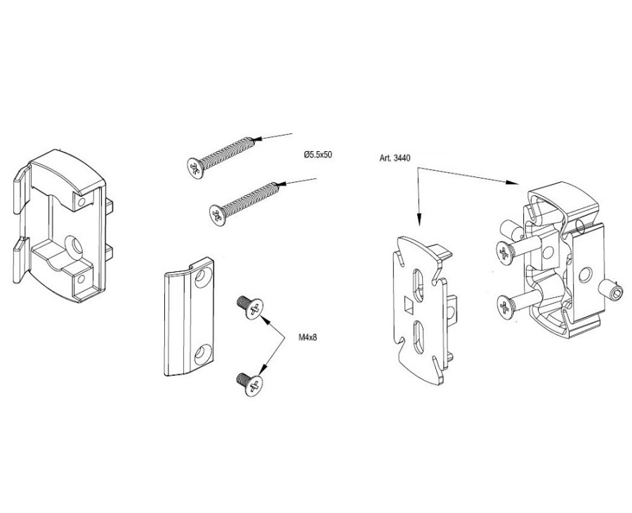 Суппорт поперечного крепления профиля, металл, черный