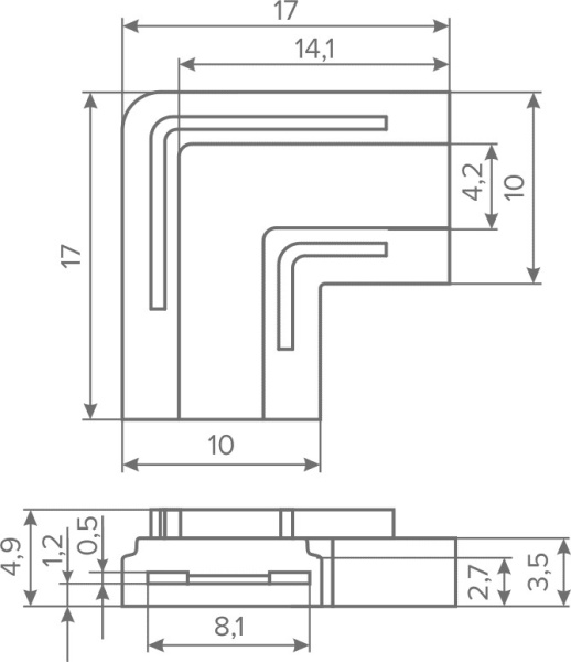 8мм. Коннектор угловой лента-лента для одноцветных лент, ножничный, AQ