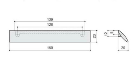 Ручка-скоба, 1016, 128мм, металл, черный матовый