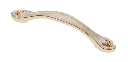 Ручка-скоба, ROYAL4, 96мм, металл, янтарный/золото