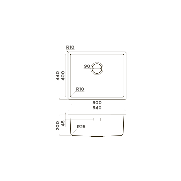 Мойка Tadzava 54-U/I-Ultra-LG, нержавеющая сталь, светлое золото