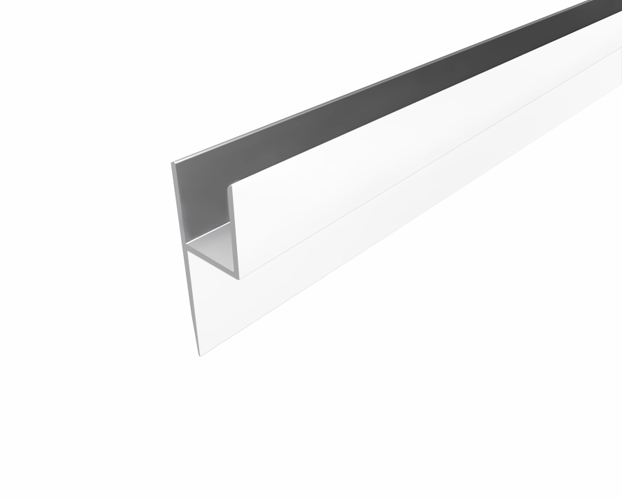 6мм Планка-плинтус для щита L=3000мм, h-образное сечение, алюминий, белый матовый