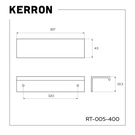 Ручка торцевая, RT-005-400, 400мм, металл, хром